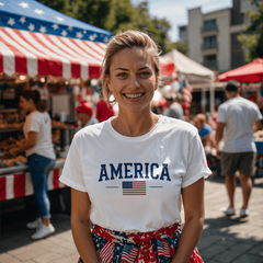 Adult America with Flag T-Shirt