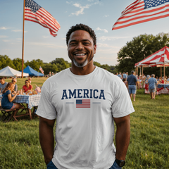 Adult America with Flag T-Shirt